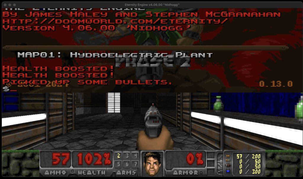 Active gameplay utilizing the engine's message history terminal console overlay, which displays a comprehensive chronological log of recent in-game item pickups and system text messages.