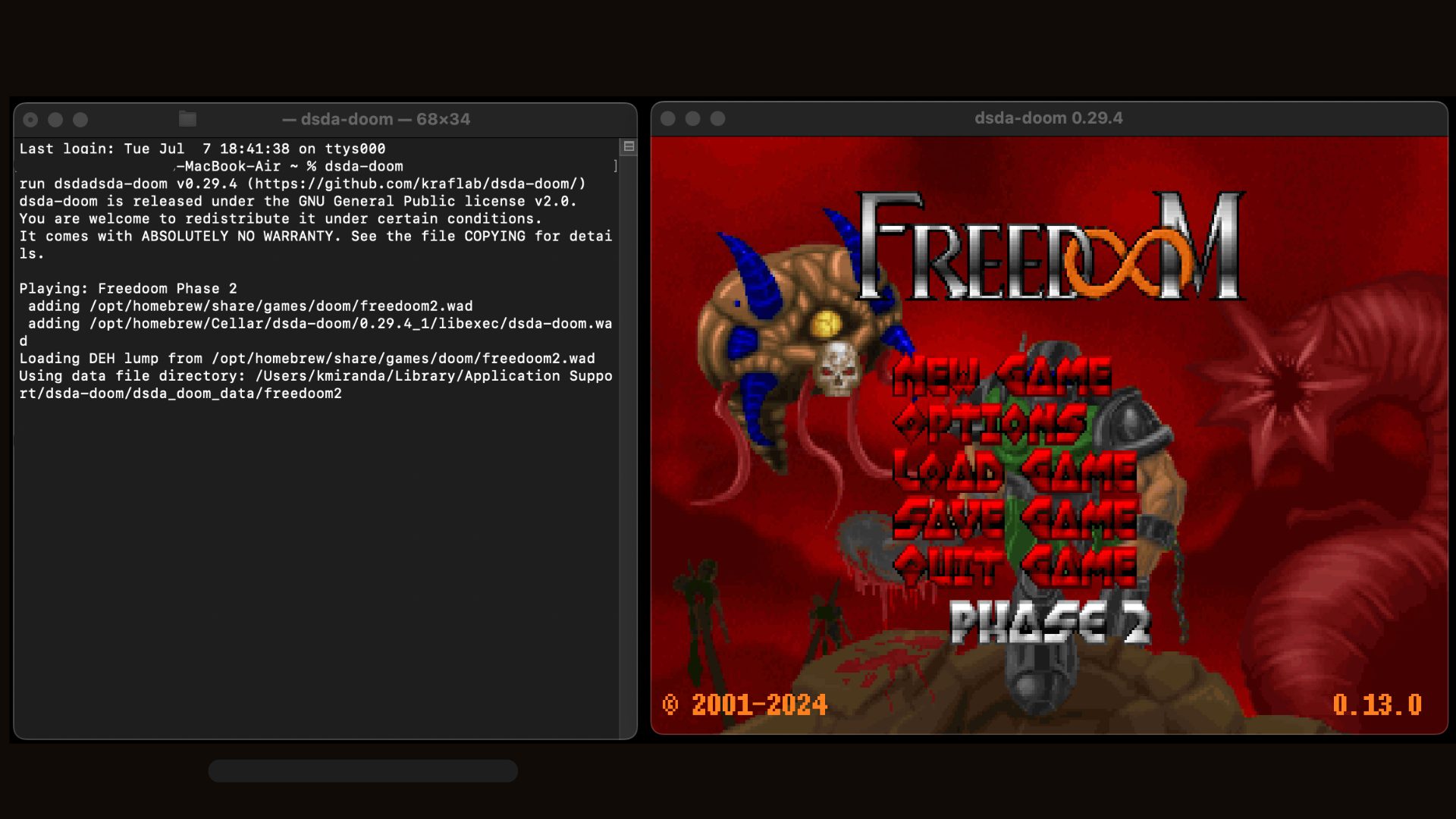 To launch the game, simply type dsda-doom on the terminal and press enter. The game will immediately load.